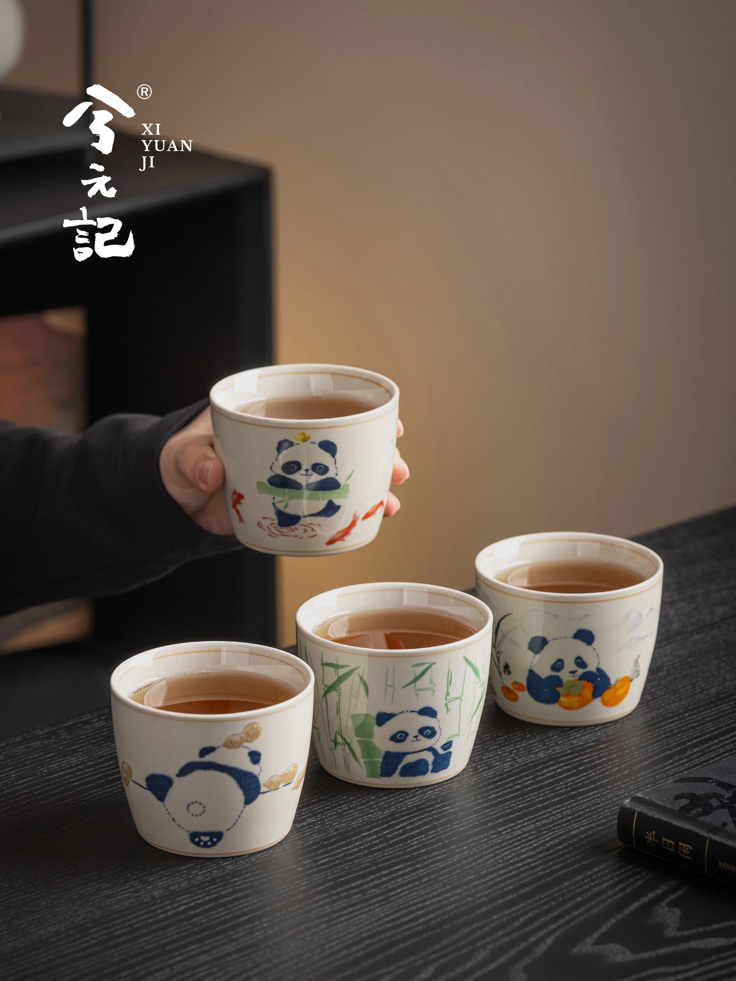 Good Things Happen Panda Teacup Tea Set Gift Box for and Boys Housewarming Birthday Wedding New Year