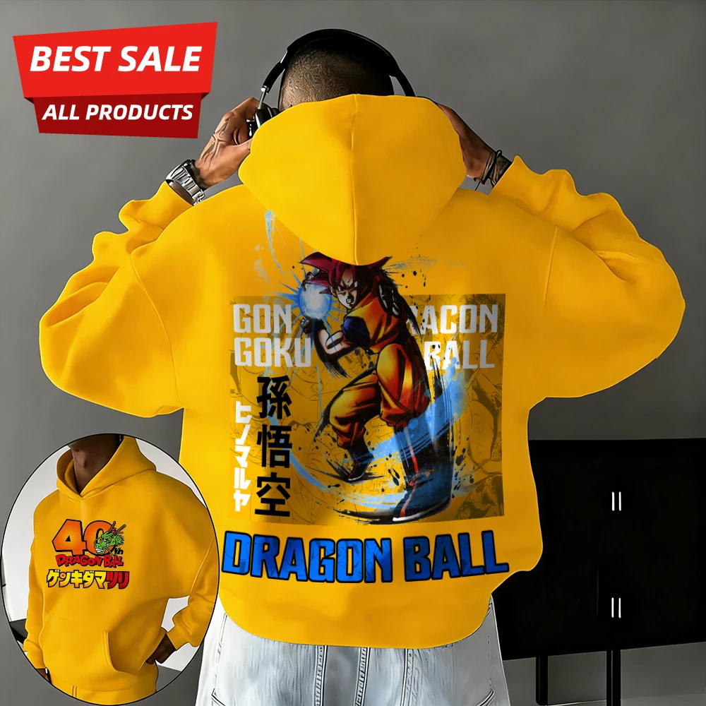 

2026 New Autumn/winter Dragon Ball 40th Anniversary Wukong 100% Cotton Printed Anime Hoodie Extra Size Casual Streetwear Unisex