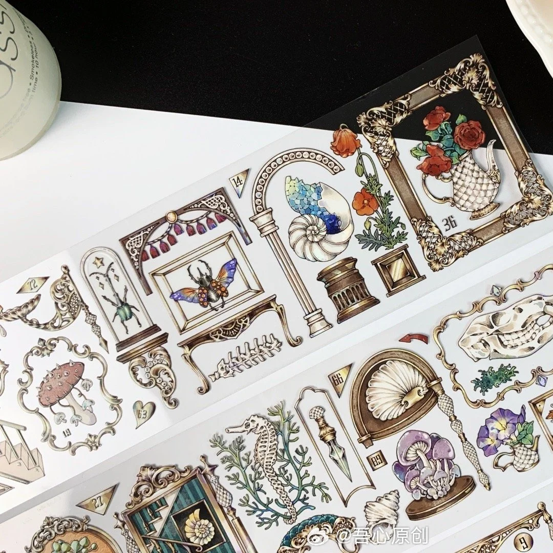 1 Loop Pet Washi Tape Sample Rimi Bookcase PET Shell Light, Mrs. Chili Drawing Quicksand-mahjong Badge Journal