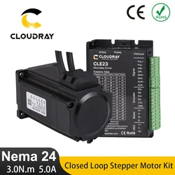 Cloudray Nema 24 Closed Loop Stepper Motor with Encoder and Stepper Driver Kit 3.0N.m 5.0A with 1.5M Free Cable for 3D Printer