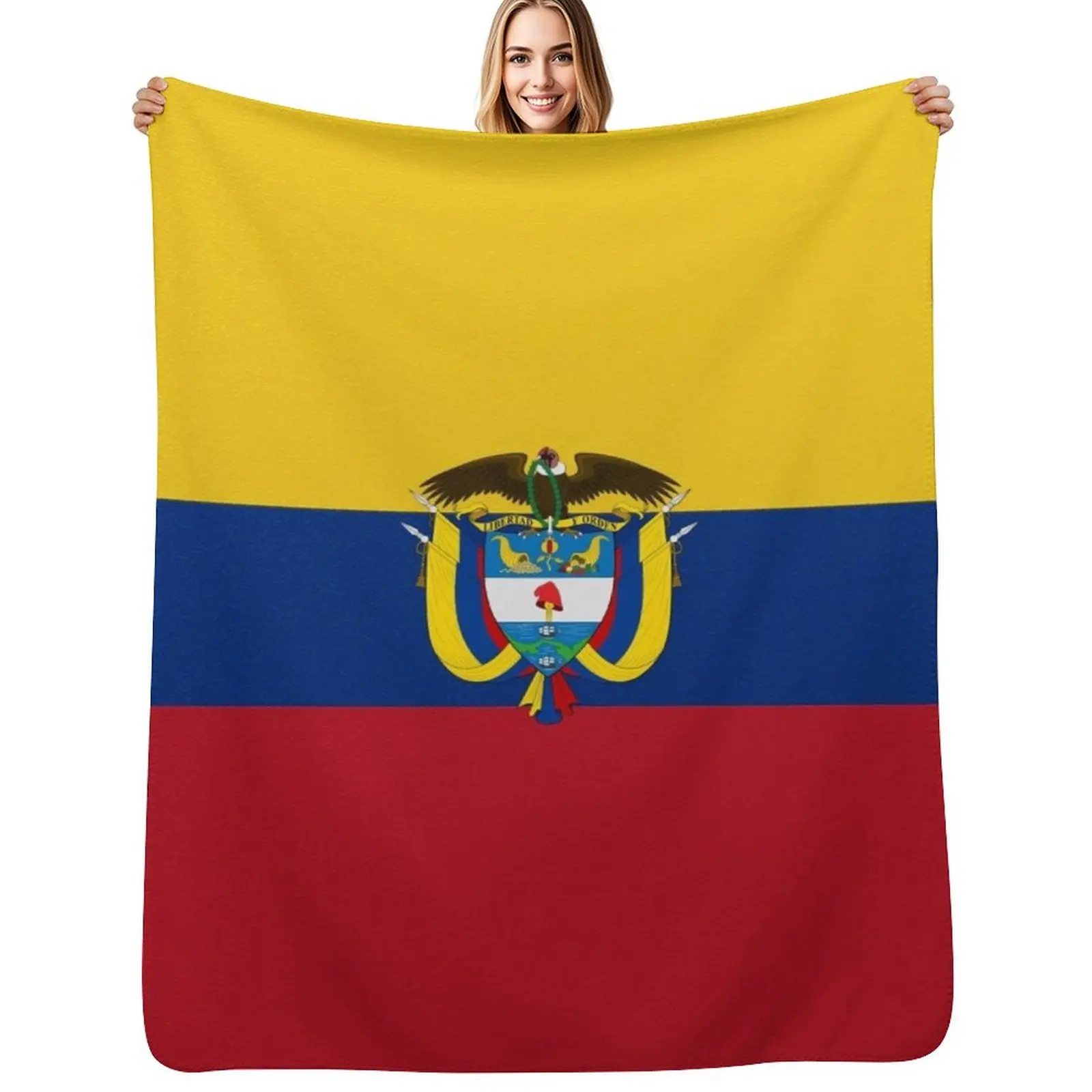 Flag of Colombia, Patriotic Gift Throw Blanket Plaid Softest Shaggy For Baby Soft Beds Plaid on the sofa Blankets