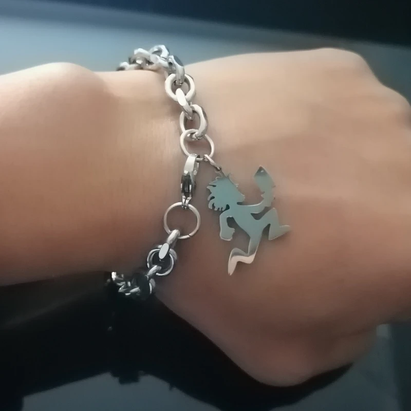Stainless Steel Rolo Chain Hatchetman ICP Charms bracelet 8mm 8inch for women mens