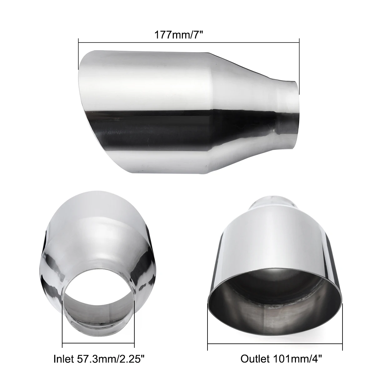 57mm-101mm Stainless Steel Car Exhaust Muffler Pipe Dual Wall Muffler Tip Exhaust System Universal