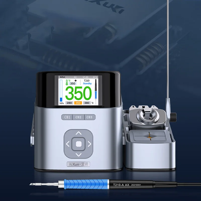 AIXUN T410 Station de soudage intelligente double canal 100W 2s Heat-Up JBC Compatible pour la réparation de PCB/BGA/SMT