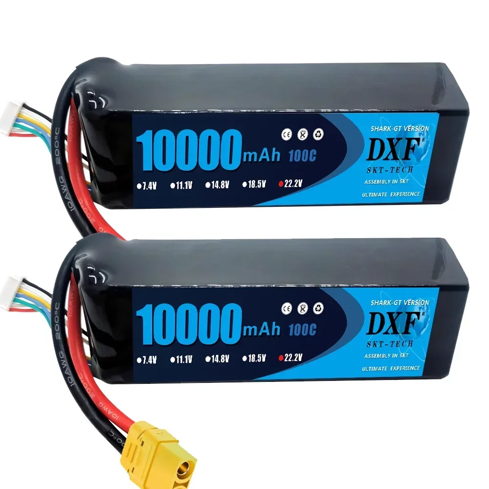 DXF 6S 22.2v 10000mah 100c LiPo Battery XT60 Plug for RC Car