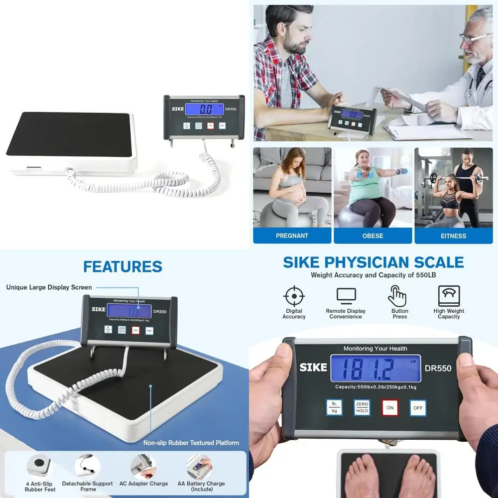 

Портативные цифровые медицинские весы для физиок, емкость 550 фунтов, легко читаемые весы для тела