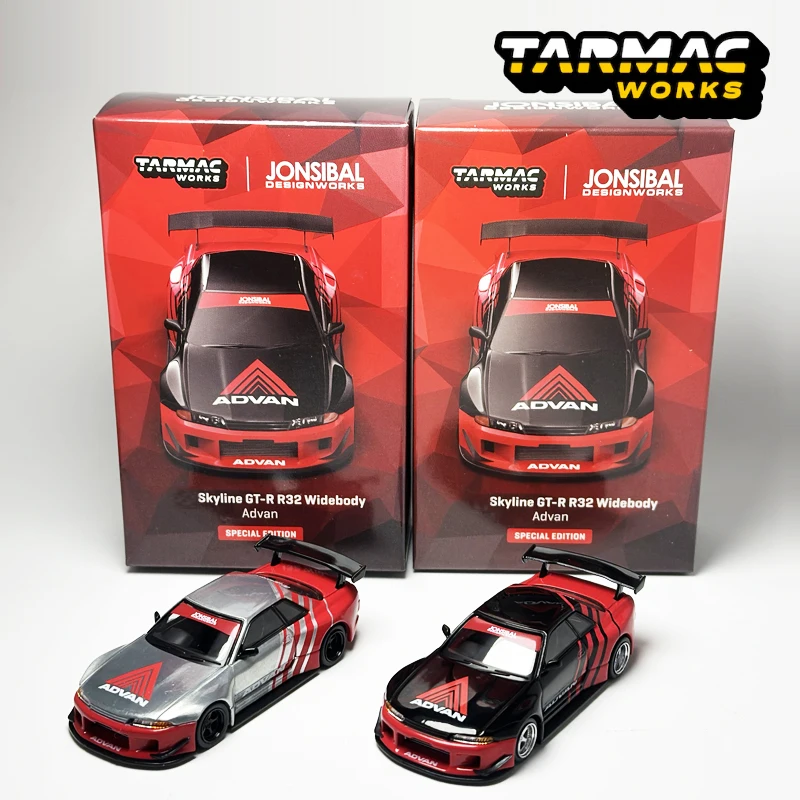 TW 1:64 Tarmac Works Skyline GTR R32 Widebody Advan Show version Alloy car model Chase