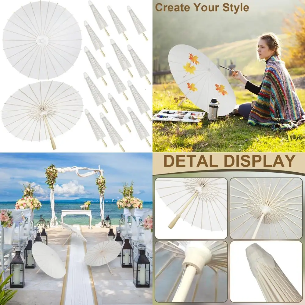 

Handcrafted Decorative Paper Umbrellas - 33 Inches Japanese Chinese Style Oiled Painting Umbrellas for Weddings and Crafts