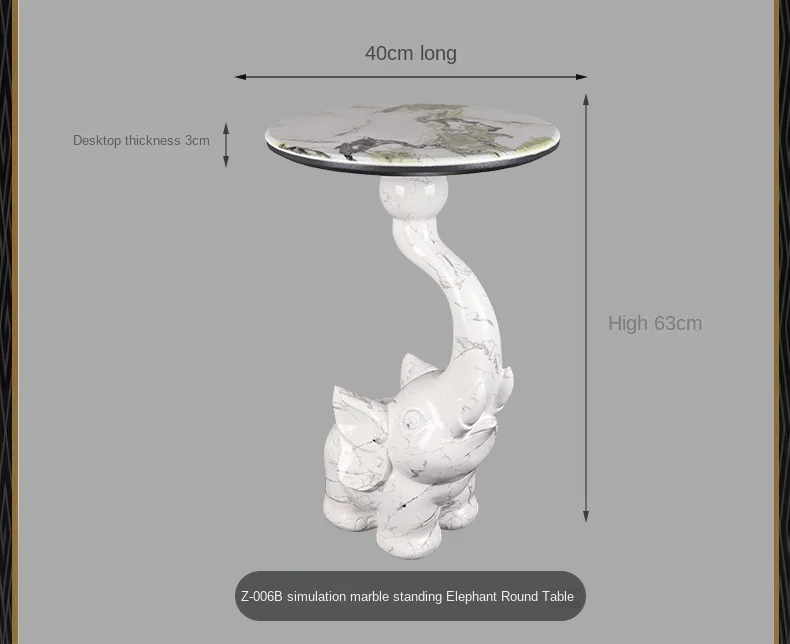 Home Decor Elephant Statue Side Tables Living Room Round Tea Table Bedroom Bedside Table Creative Animal Sculpture Coffee Tables