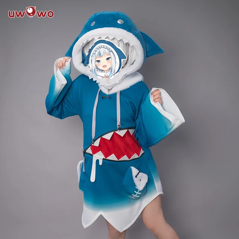 Only XS S L  XL UWOWO Hololive Gawr Gura Cosplay Costume ENG Shark Costume with Hat Youtuber Girl BodyShark Anime Halloween