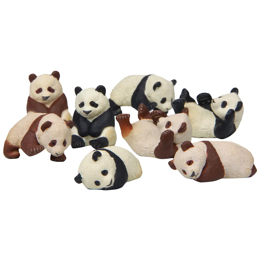 

8 Pcs Panda Figurine Animals Miniatures Micro Landscape Ornament Model Figurines Pvc Child