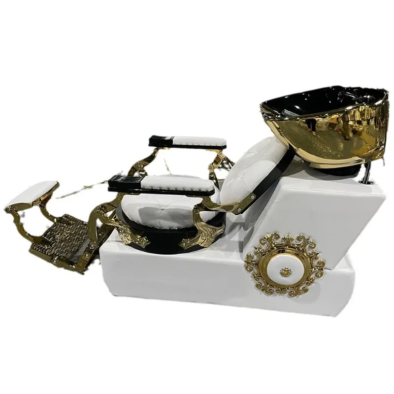 

Retro hair chair reclining men's barber salon oil head chair