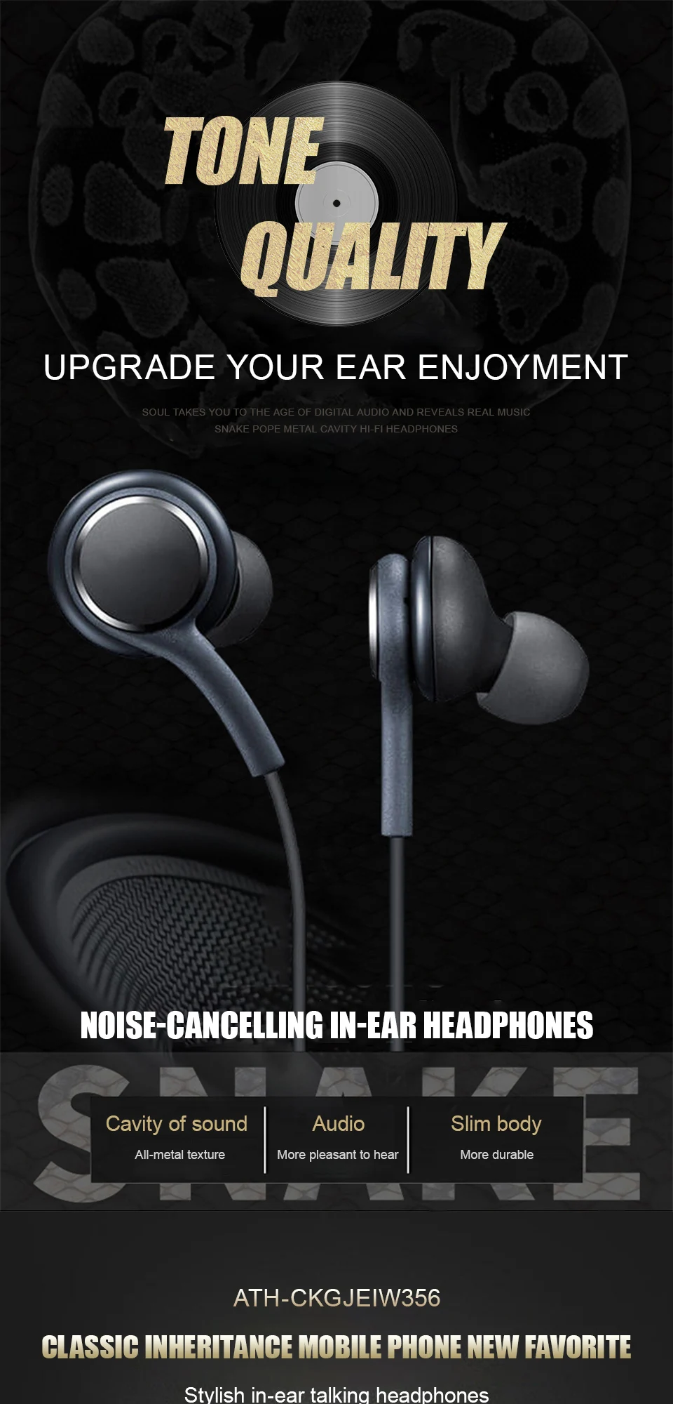 Wired Type‑C Earphones, In‑Ear 3.5mm Earbuds Headphones, Stereo Headset Audio Accessories for Android Smartphones