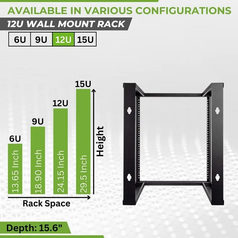 Rack de parede para servidor 12U, equipamento informático, Rack Open Frame, 19"