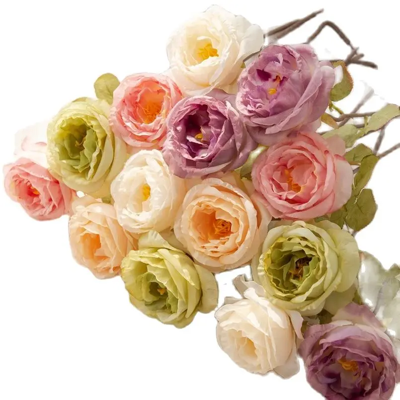 5Pcs Artificial Flowers Caramel Roses Bouquets Christmas Decorations for Home Garden Wedding Wreath Bridal Accessories Clearance