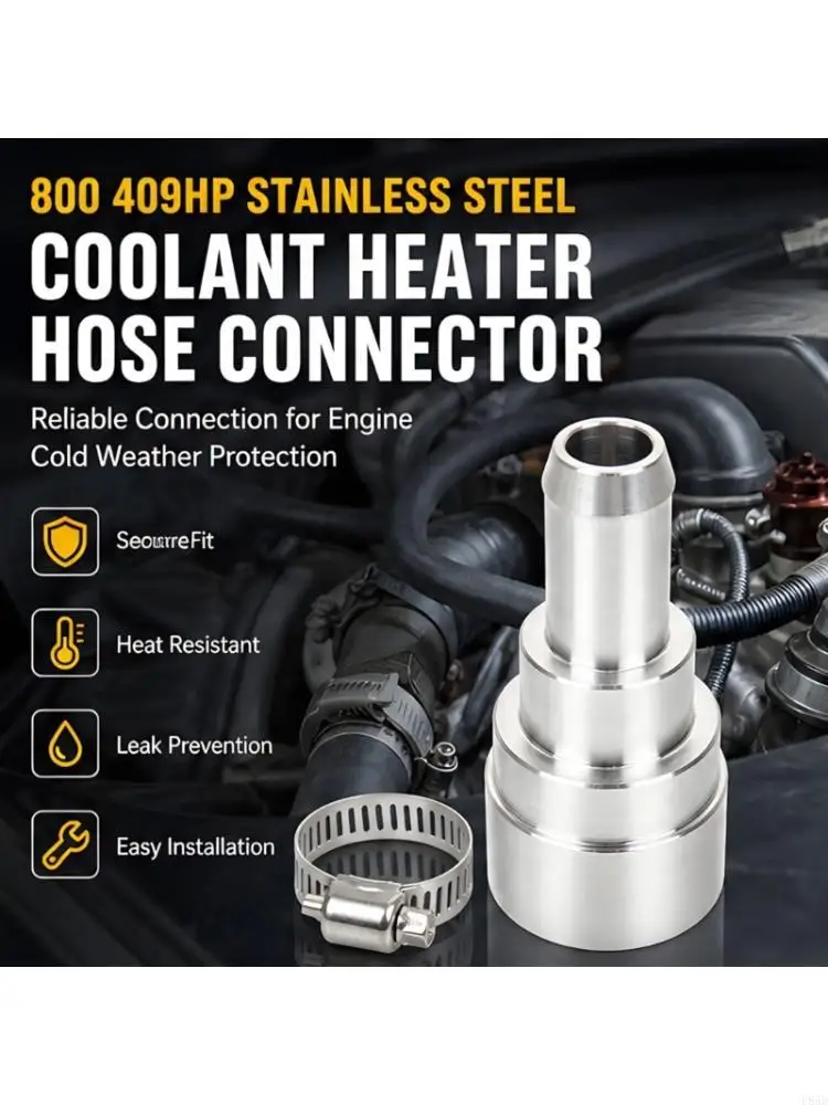 Heater Hose Fitting 3/4 to 5/8 Inch Stainless Steel Reducer for Coolant Line Repair and Hose Service in Garage Maintenance