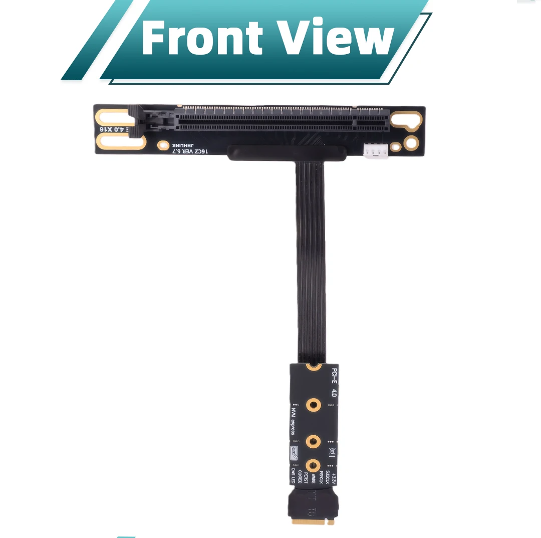 M.2 NVME zu PCIe X16 90 Grad PCI-E 16X M2 M-Key Schlüssel M SSD Riser Adapter Kabel + Halterung 4,0 X4 64 Gbit/s Gen4 für GPU High Speed