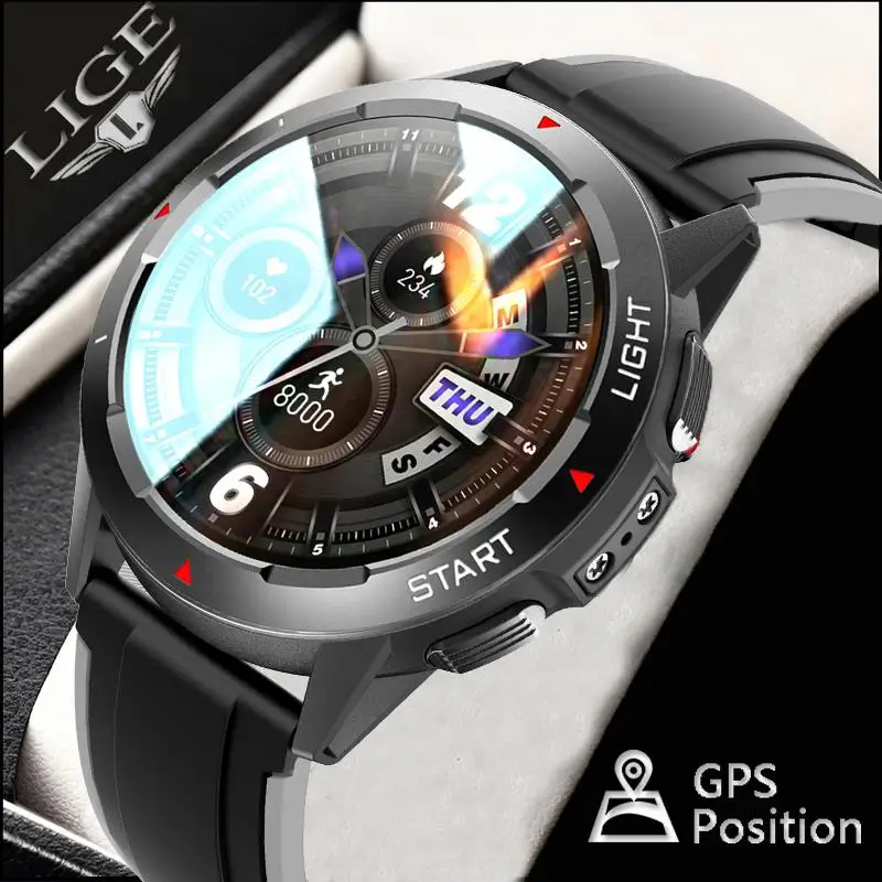 Top! LIGE 2022 GPS Position Sports Smart Watch Men Health Monitor IP68 Waterproof Compass Watches Altimeter Man Smartwatch