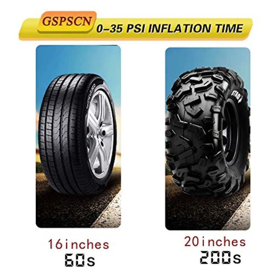 مضخة ضاغط هواء محمولة 12 فولت 150 رطل لكل بوصة مربعة منفاخ إطارات أحمر لسيارة شاحنة RV ATV كرات الدراجة جزازة العشب وغيرها من المطاطيات الثقيلة