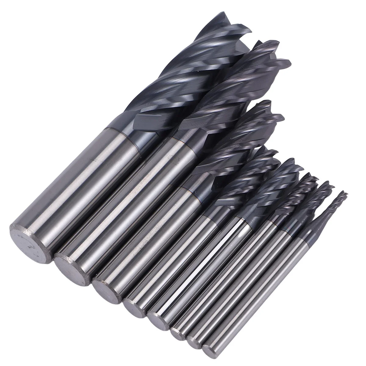 8Pcs 2-12mm Carbide End Mill 4 End Mill Set Milling Cutter Tool Kit CNC Carbide Milling Cutter Spiral Router Bits