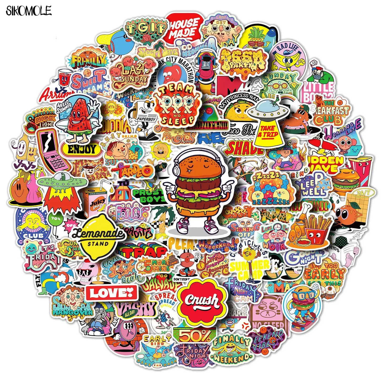 10/30/50/100PCS Cartoon Trend Lebensmittel Partei Aufkleber Täglichen Inspirational DIY Spielzeug Gepäck Gitarre Skateboard aufkleber Graffiti Aufkleber F5