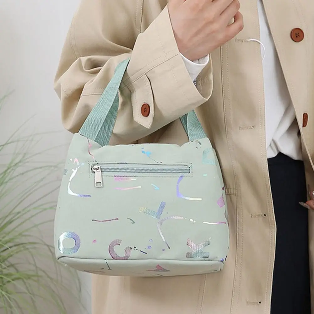 حقيبة غداء ذات سعة كبيرة، حقيبة يد تسوق بسيطة متعددة الاستخدامات، حقيبة يد مطبوعة برونزية، قماش أكسفورد، حقائب حمل مقاومة للماء #4