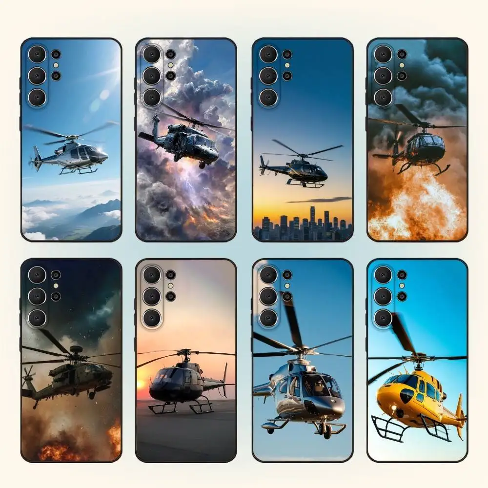 

Helicopter Phone Case For Samsung S25,S24,S21,S22,S23,S30,Ultra,S20,FE,Lite,10,9,Black Cover