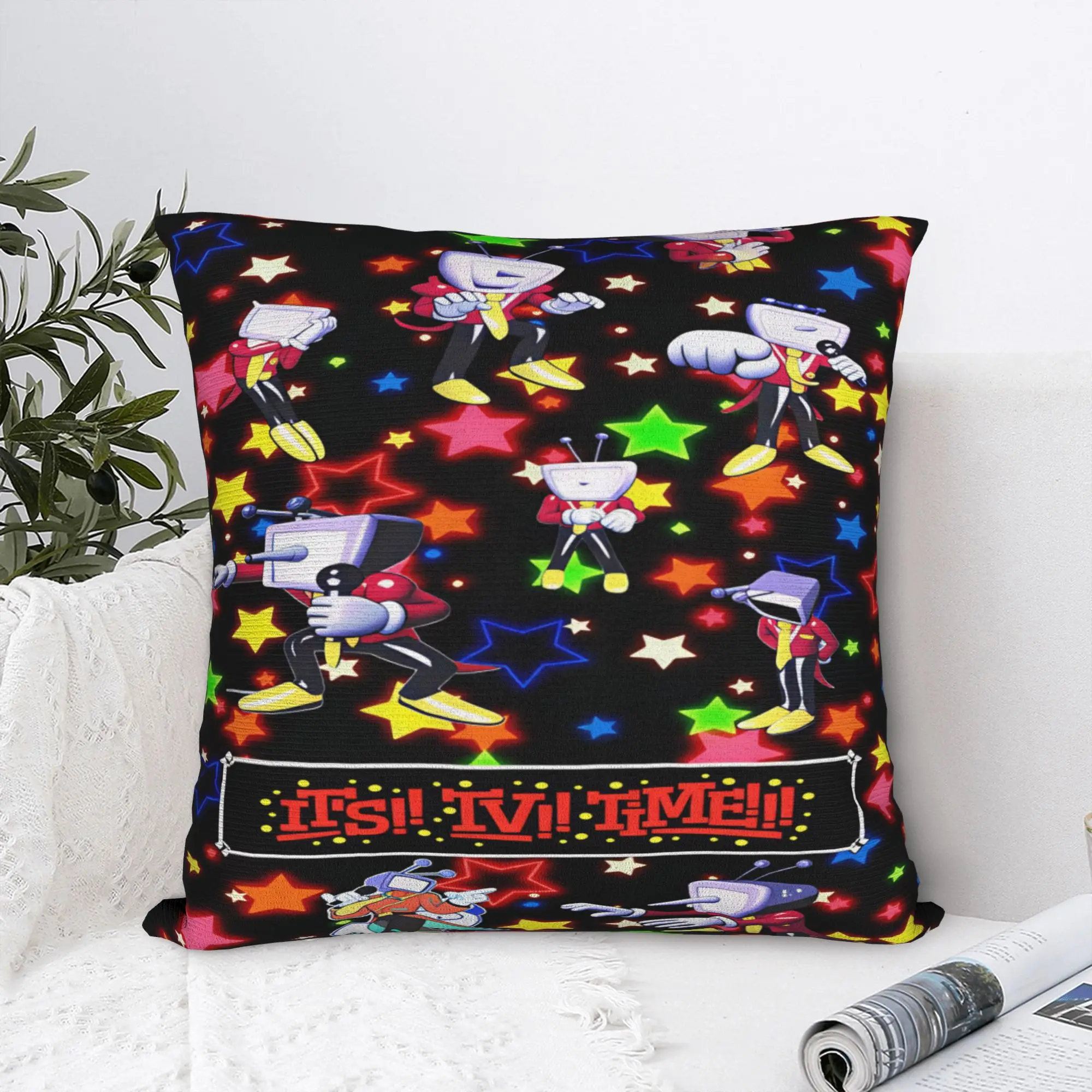 Deltarune Star Background TV Man Collage Pillow Cover  Funny Pillow Case For Office Car Home Decor Comfy Pillowcases Gift