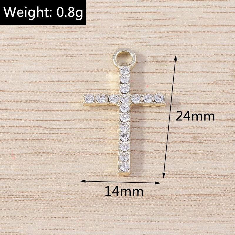 Tusember 10 Stück gold- und silberfarbene CZ-Kristall-Kreuzanhänger, Kreuzanhänger für die Schmuckherstellung, Ohrringe, Halskette, DIY-Zubehör – Detail 25