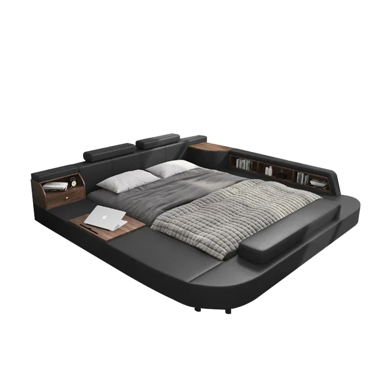 Black High End Aesthetic Double Bed Unique Under Storage Modern Luxury Double Bed King Multifunctional Cama Casal Furniture