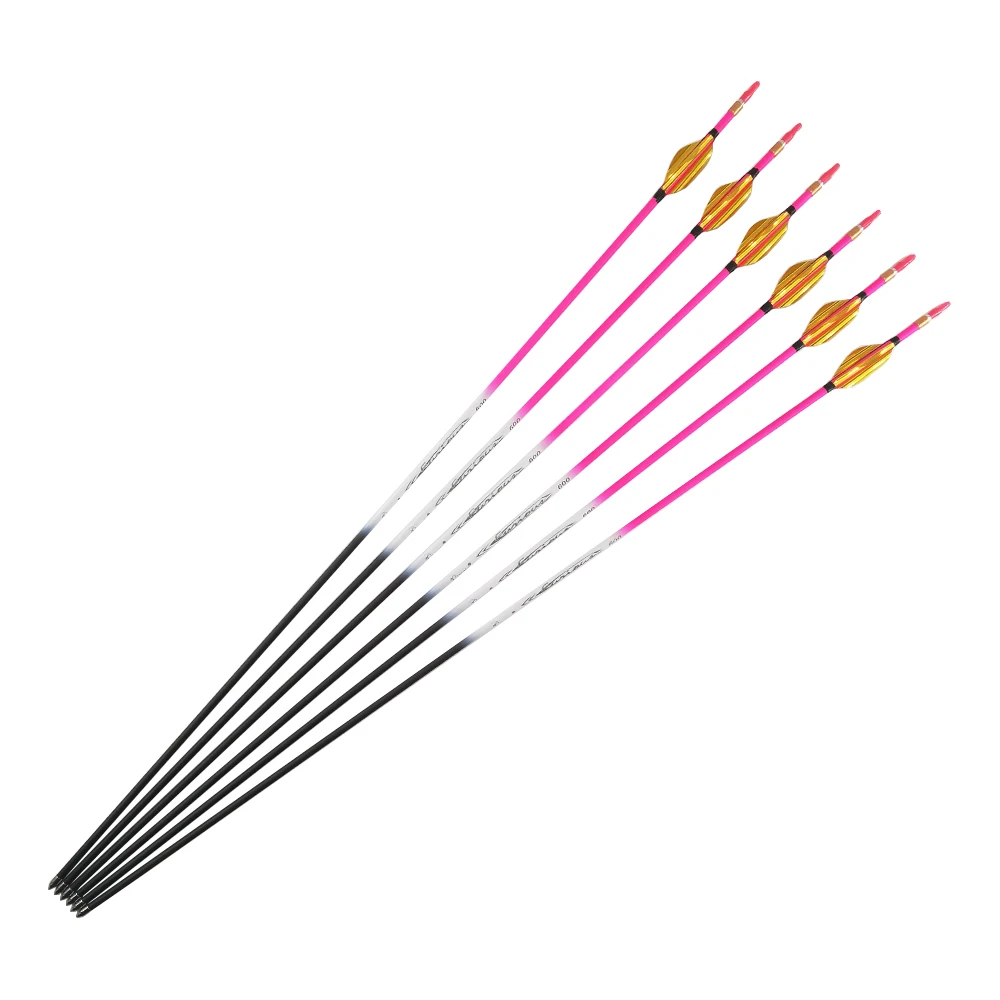 Archery Carbon Arrows Spine 500 600 700 800 900 1000 30Inch Shaft Spin Vanes Pin Nock Compound Bow Recurve Hunting