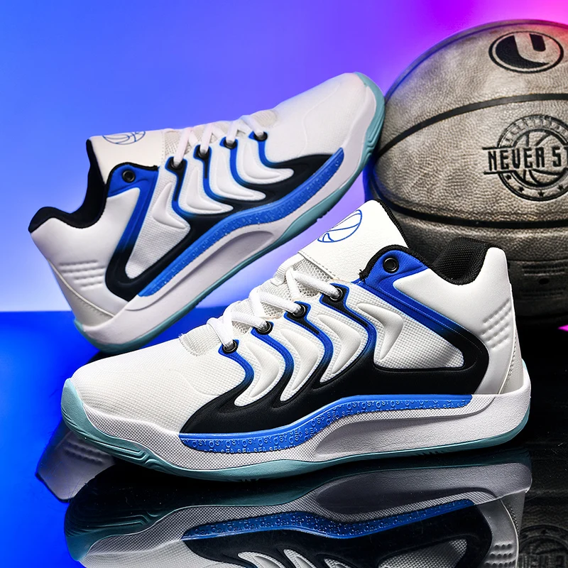 Chaussures de basket-ball non ald pour hommes, surface en maille de couleur, chaussures de sport respirantes, haute élasticité, mode