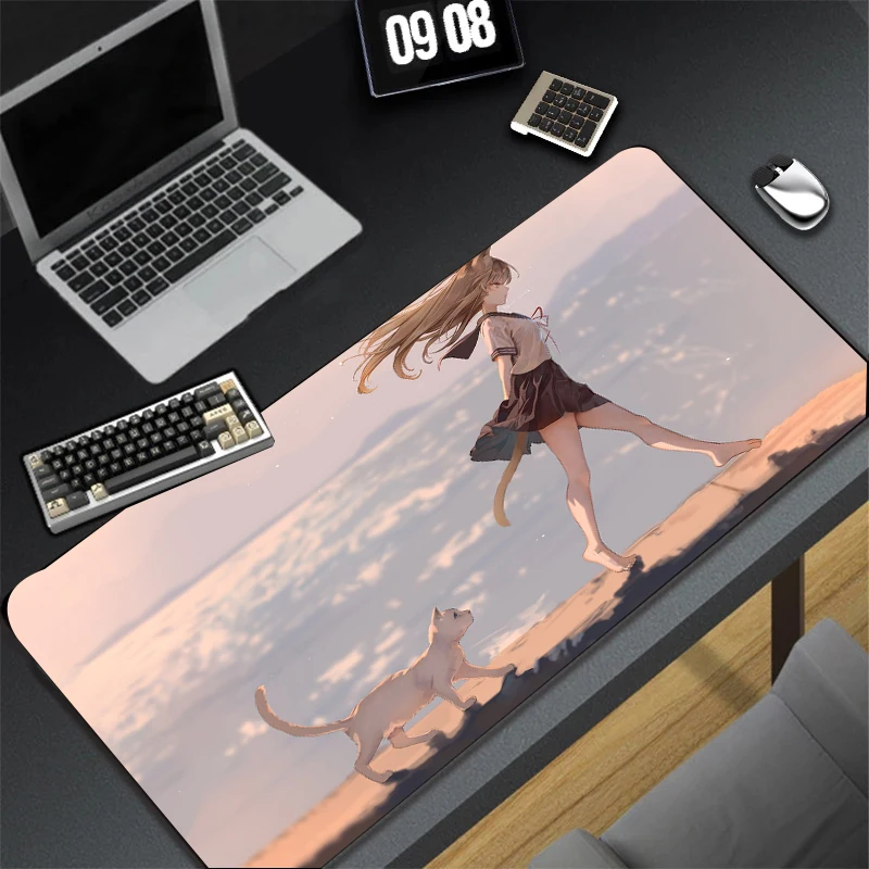 

Game Keyboard Mouse Pad Large Mouse Pads Sea Anime Girl Blue Mouse Carpet Computer Keyboard Accessories Desk Table Mat Rubber