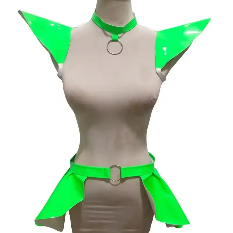 เรืองแสงเลเซอร์สีทองบินไหล่กระโปรงผู้หญิงประสิทธิภาพแจ๊สเต้นรําเสื้อผ้าบาร์ไนท์คลับ DJ Gogo Dancer เครื่องแต่งกาย