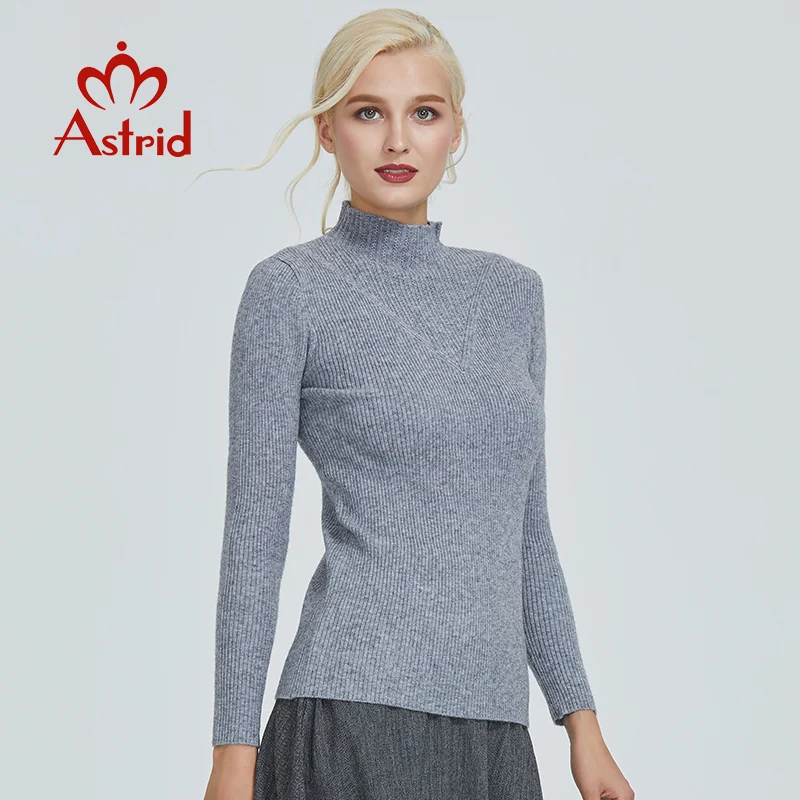 Astrid 2023 Autumn new arrival women sweater top beige plaid slim fashion high quality pullovers elegant crop  sweater MS-003