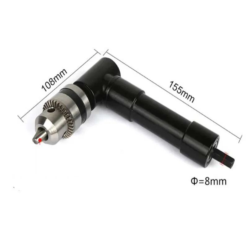 90° Electric Drill Adapter Angled Three-jaw Chuck Right-angle Punching Power Tool Keyless Chuck Bend Electric Drill Corner Tool