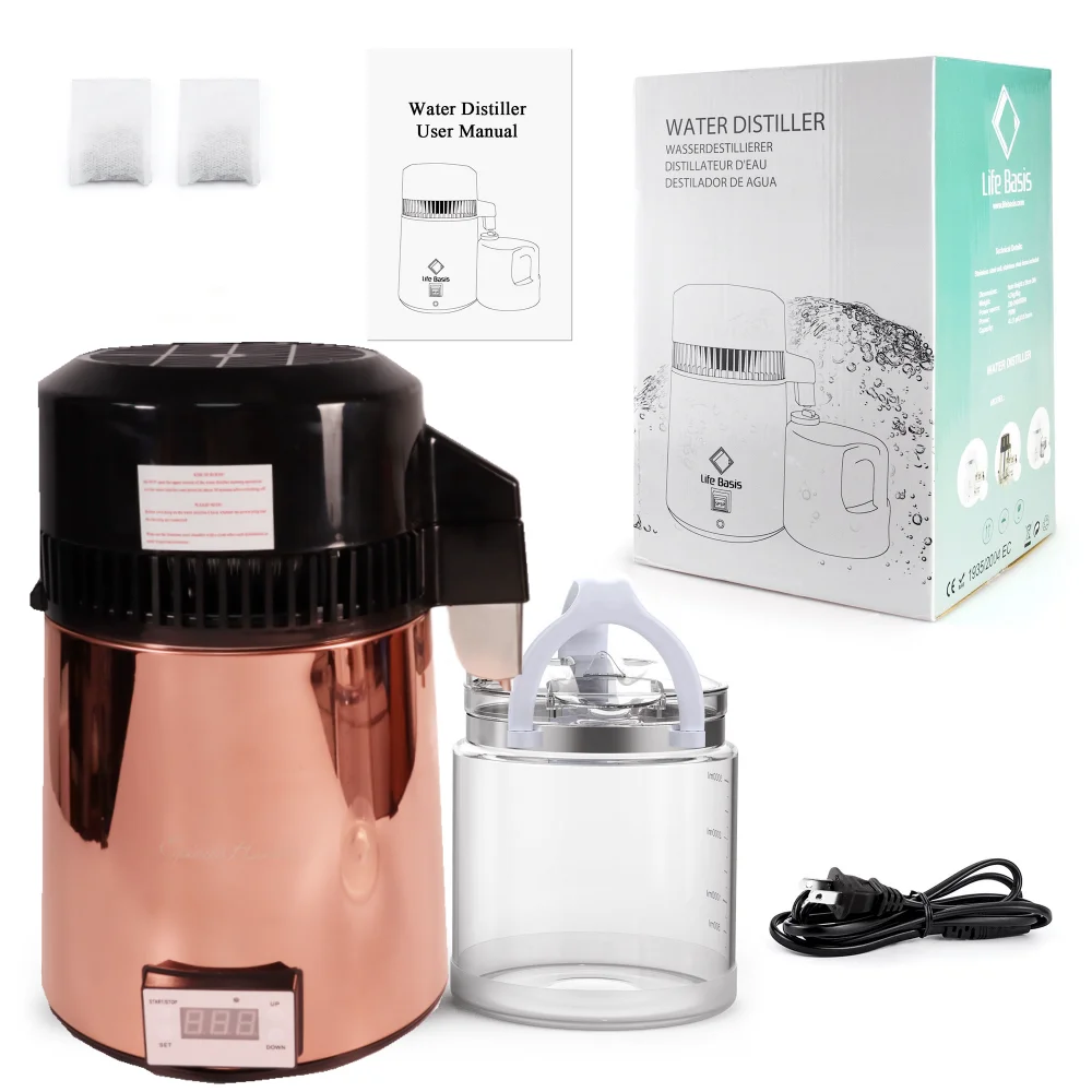 Promotion Rose Gold Stainless Steel Distilled Water Dispenser Machine Home Water Distiller with 4 Liter Jug