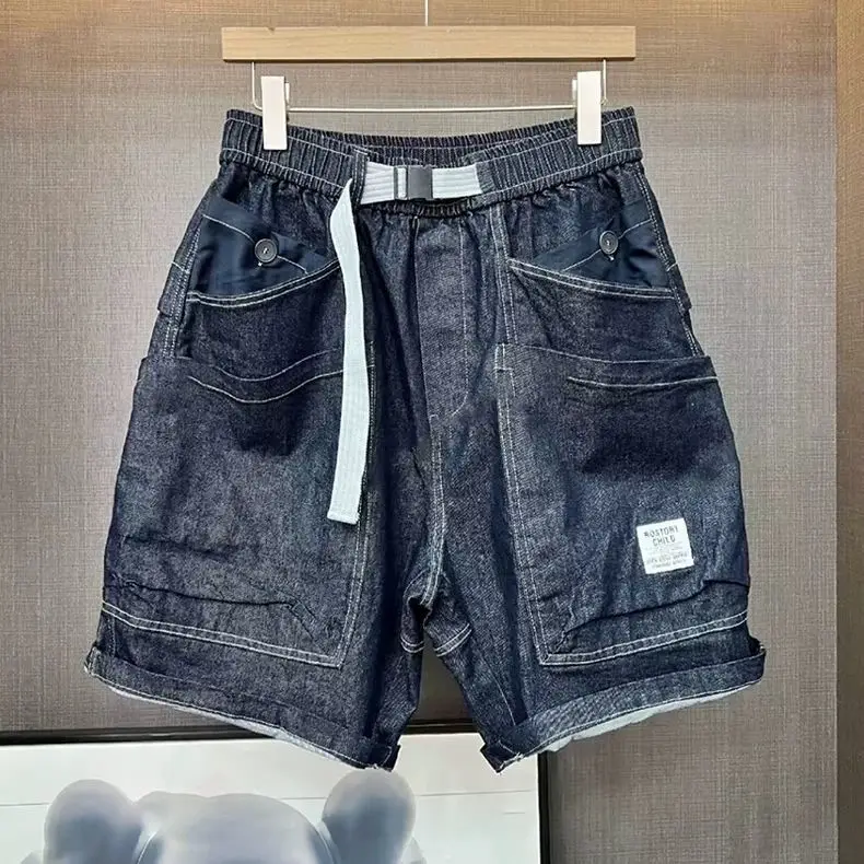 

Свободные джинсовые шорты прямого кроя больших размеров, 300 Pou, корейский стиль, летние, новые, пятиточечные брюки, износостойкая тонкая ткань