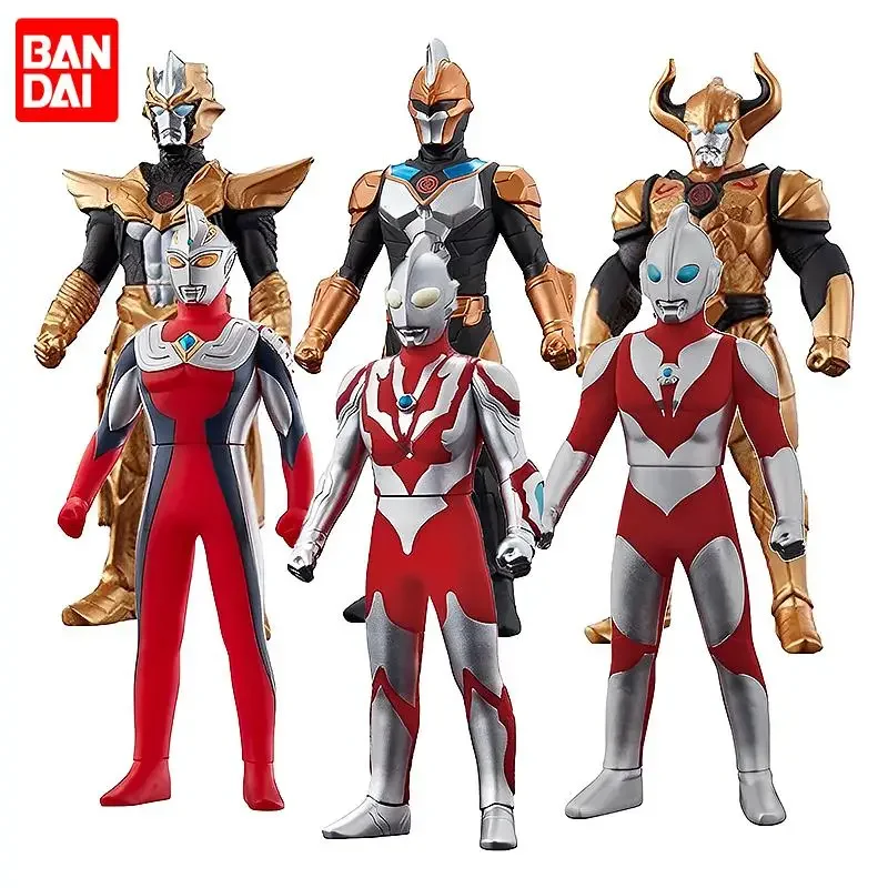 Original Bandai Ultraman Hero Soft Adhesive Ribut Justice Joneus Zearth Chuck Zero Dyna Regulos Doll Model Action Figur Kids Toy