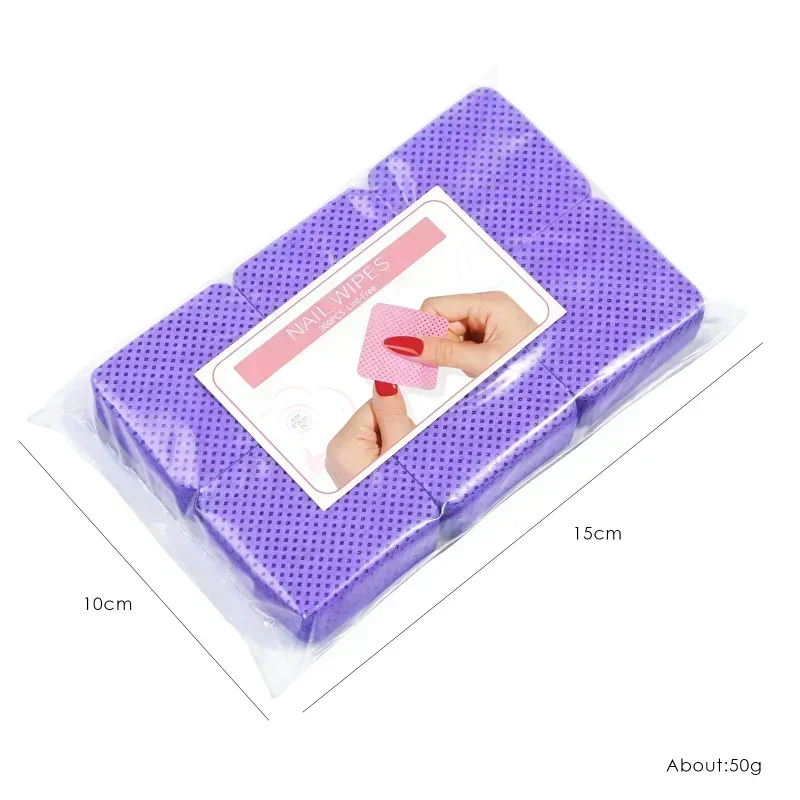 300/100pcs Lint-free Nail Polish Remover Napkin Colorful Cotton Wipes Paper Pads UV Gel Dust Cleaner Cleaning For Manicure Tool