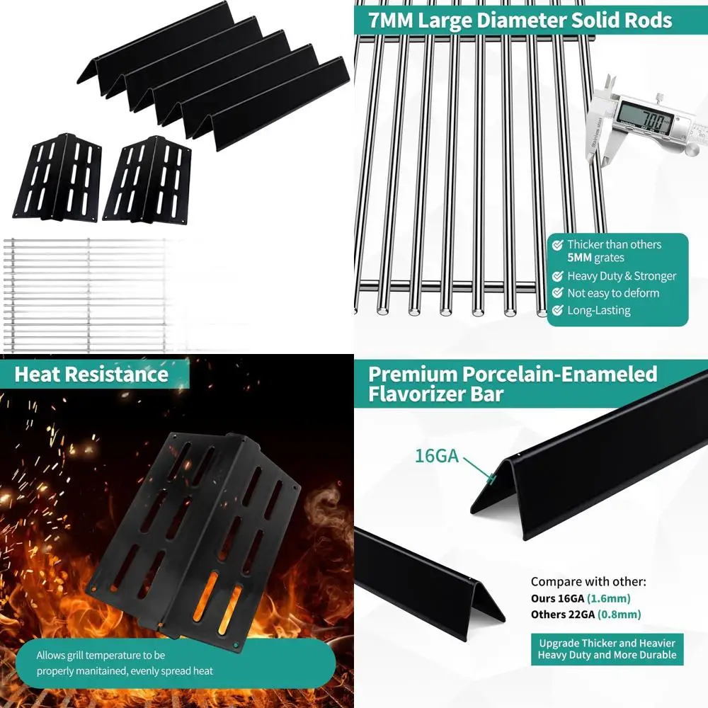 

Porcelain Lava Grill Bars, Stainless Steel Grates, Heat Shield Grill Replacement Parts for Gas Grills
