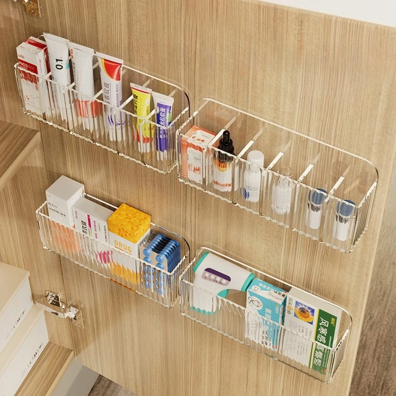 قطعة واحدة - صندوق تخزين متعدد الوظائف مثبت على الحائط - مناسب لتخزين الأدوية اليومية ومستحضرات التجميل وأحمر الشفاه وما إلى ذلك