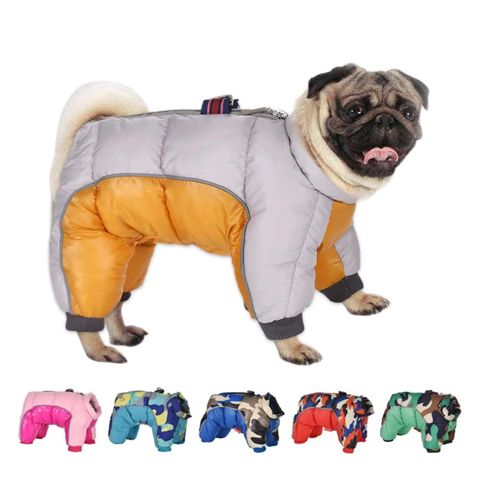 Manteau d'hiver pour chien avec rembourrage épais et chaud, veste réfléchissante imperméable pour bouledogue français, carlin et petites races, vêtements d'hiver pour chiots