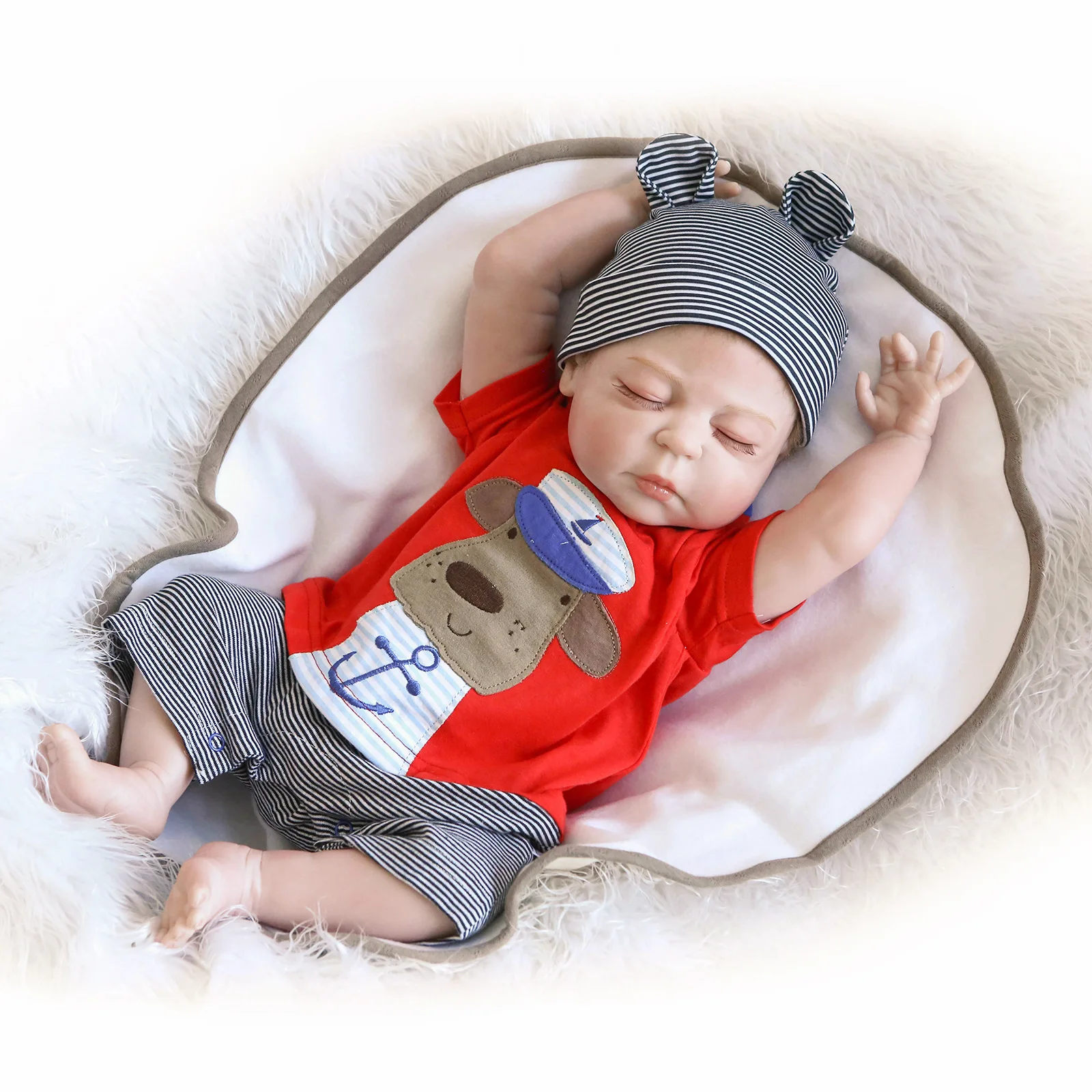 48cm Lifelike Newborn Baby Doll Reborn Sleeping Soft Whole Silicone Toddler Kid's Christmas Birthday Gift Muñecas Reborn premie