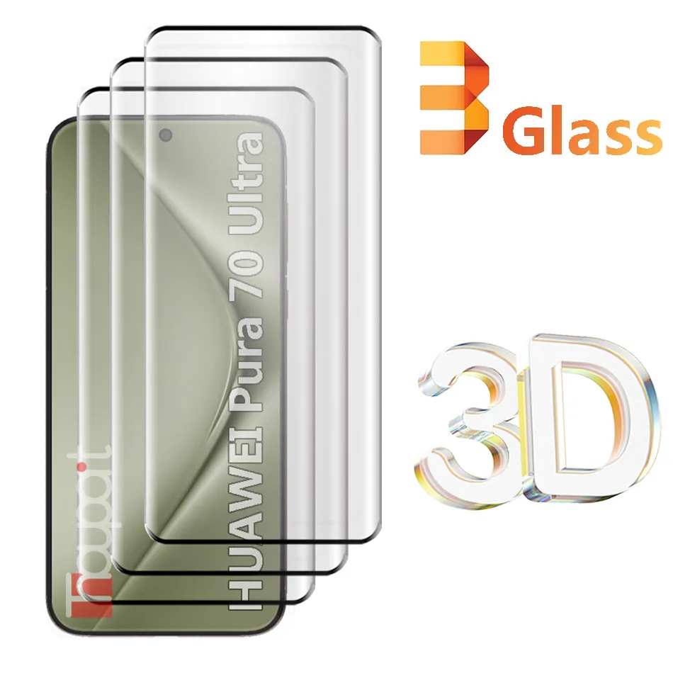 

3Pcs 3D Tempered Glass For Huawei Pura 70 Ultra 70 Pro Screen Protector Full Cover Film For Huawei P70 Ultra Glass