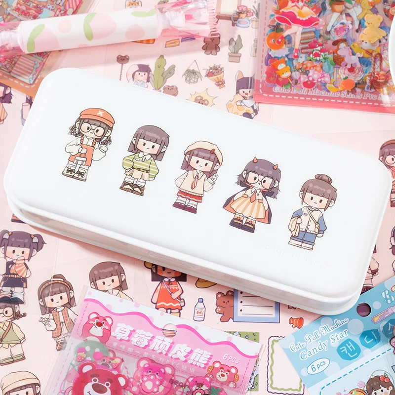 6pcs/ packet Cute cartoon Transparent waterproof stickers be available for Water bottles, cell phones, scrapbooks and suitcases