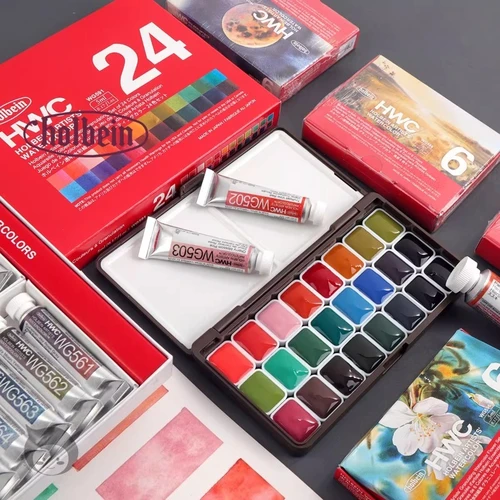 Imagen 2 del producto Holbein-colores granulantes de acuarela para artistas, 24 colores, 0,5 ml, 1ml, pigmentos profesionales de Acuarela, suministros de arte