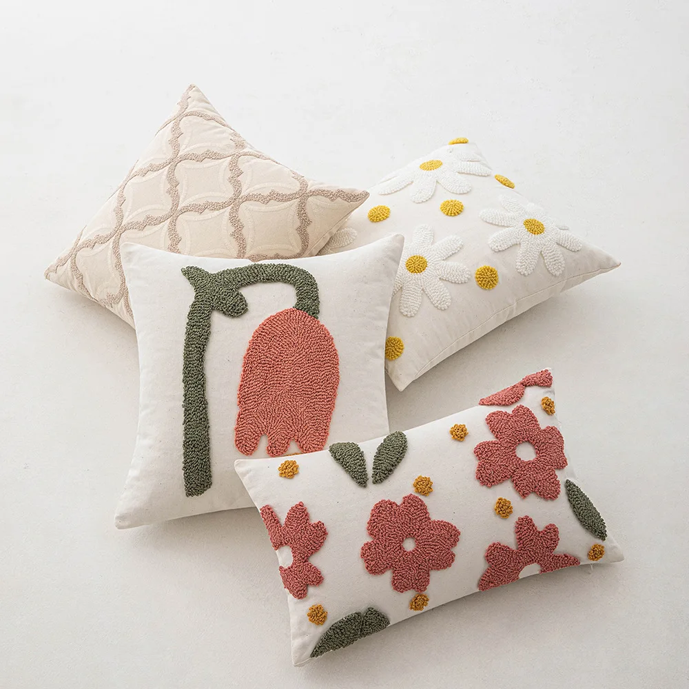 30x50/45x45cm Nordic Embroidery Pillow Cover Flower Cushion Cover Pillowcase Decorative for Sofa Office Home Decor