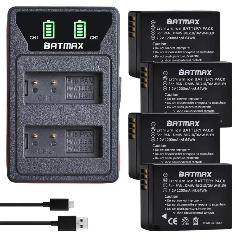 DMW-BLG10 BLG10e BLE9 Camera Battery Panasonic Lumix GX80 GX85 with LED Built-in USB Dual Charger Type C for GF5 GF6 GX7 LX100