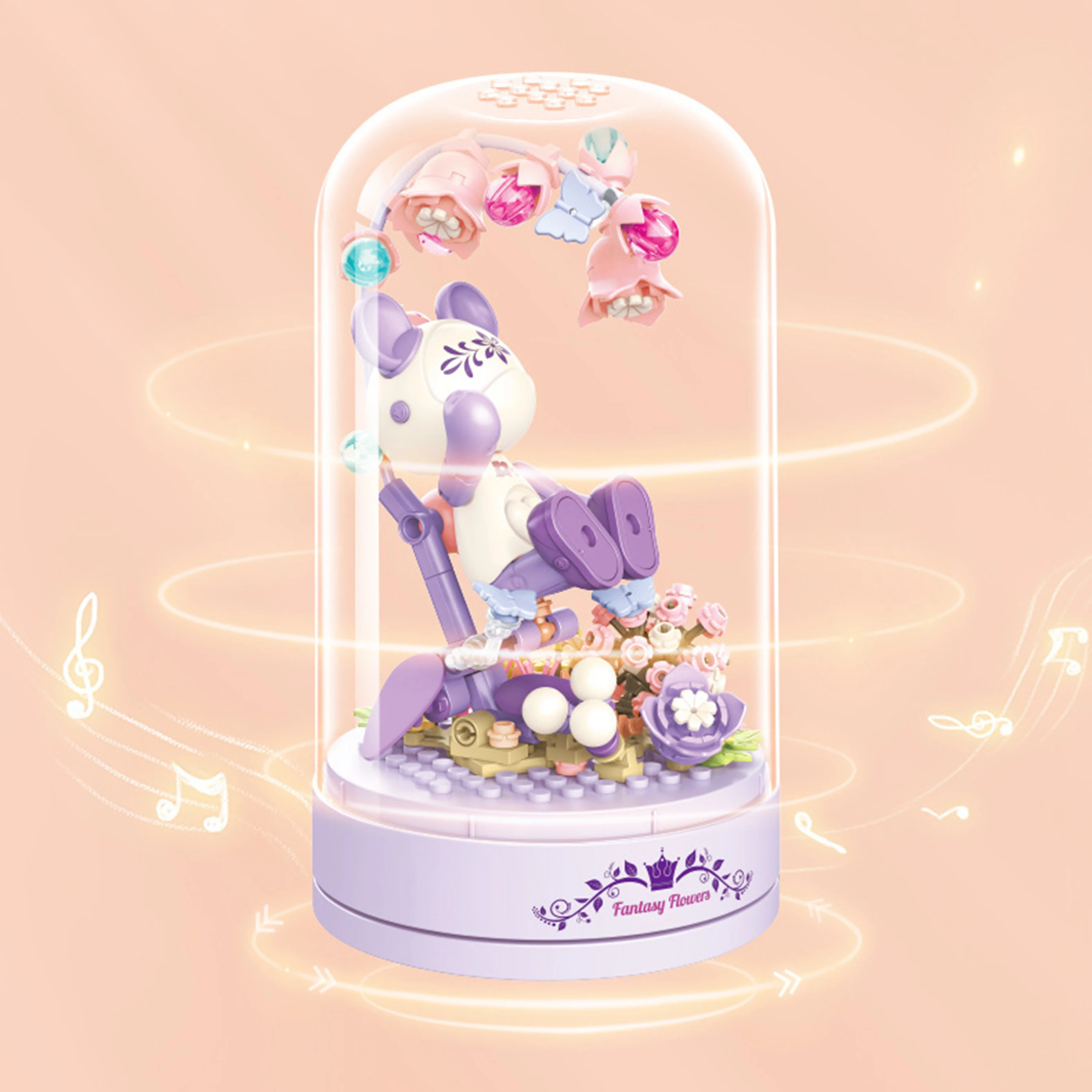صندوق تشغيل الموسيقى الدوار بين النجوم، مكعبات بناء DIY، لعبة تعليمية إبداعية هدية للأطفال والأطفال